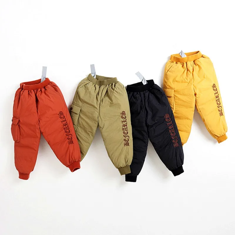 COOTELILI Girl Boy Winter Pants Cotton Padded Thick Warm Trousers Fashion Letter Ski Pants Pocket Children Pants Baby Kid Pants (17)