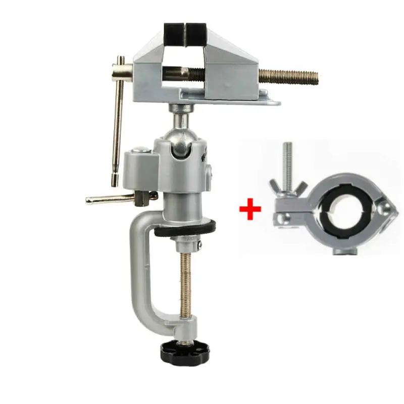 New 2-In-1 360 Degree Rotating Table Vise Multifunctional Aluminium Alloy Swivel Bench Clamp Electric Drill Stand Rotating Tool image 1