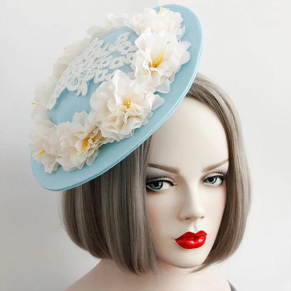 

Fascinating Elegant Hair Clip Hat Bowler Feather Flower Veil Wedding Party Hat Women photography Accessories Party hats