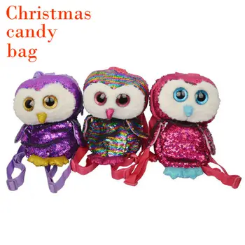 

2019 Newest Hot Christmas Candy Bag Santa Claus Gift Bag Children Storage Bag Owl Sequins Candy Backpack