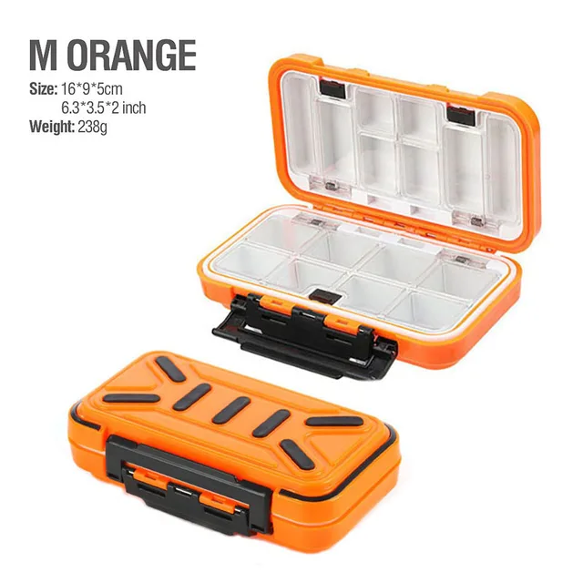 2021 Fishing Waterproof Fishing Tackle Box Double-Sided Opening and Closing Bait Box Multifunctional Hook and Bait Accessory Box M-Orange-B