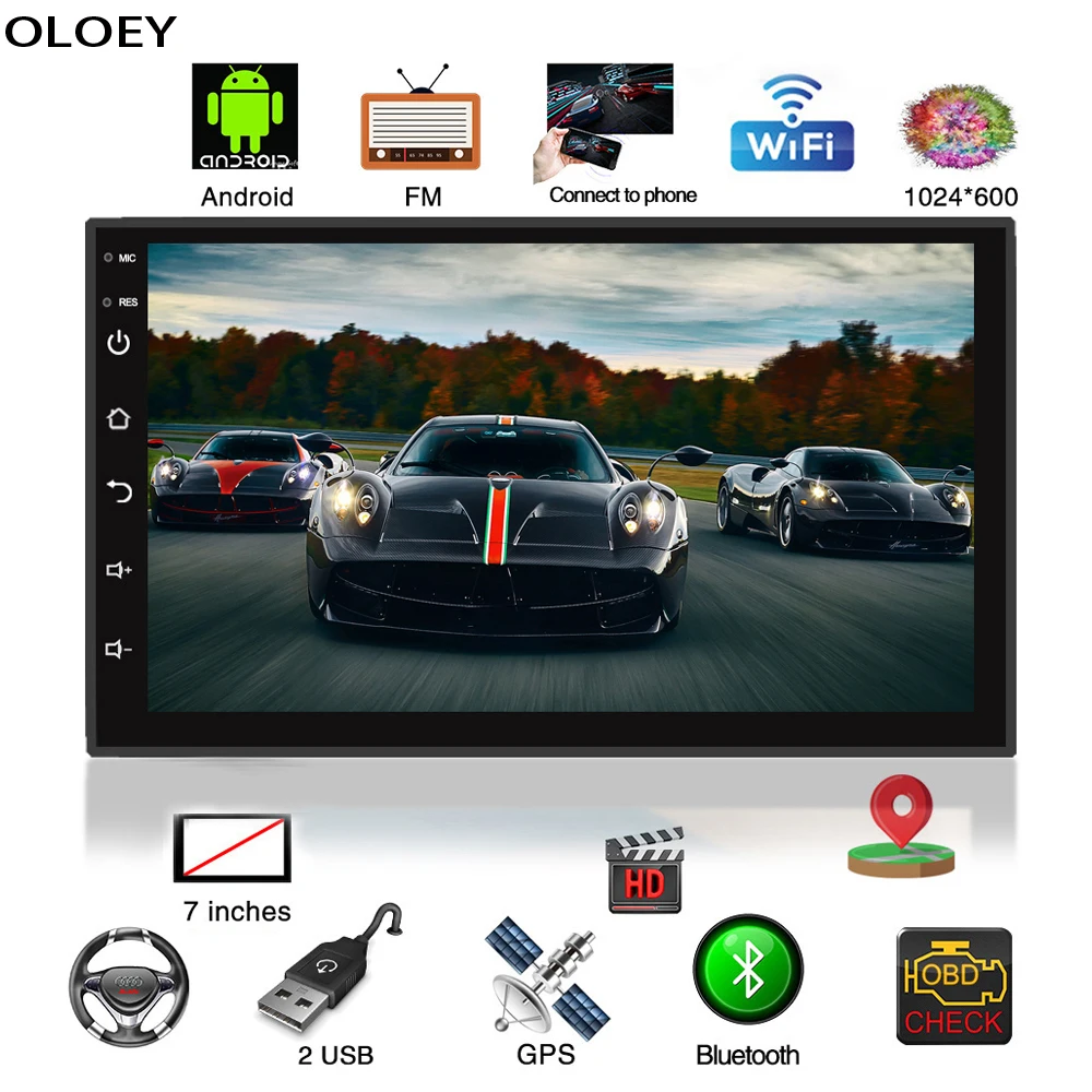 Автомагнитола 2 Din 7 дюймов HD мультимедийный плеер с Wi-Fi онлайн Android 8 1 FM MP5 Bluetooth USB