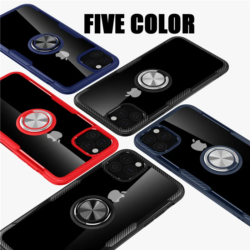 Прозрачный чехол для iPhone 11 Pro XS Max XR XS X 7 8 6 6S Plus iPhone11Pro 11Pro Ring Stand прозрачный противоударный чехол для iPhone