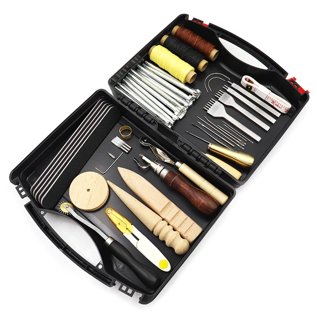 366pcs/set Leather Working Tools kit Supplies Leather Craft Processing  Tools with Instructions leather stamp set five claw punch