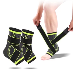 1Pair 3D Pressurized Ankle Support Basketball Volleyball Sports Gym Badminton Ankle Brace Protector With Strap Belt Elastic