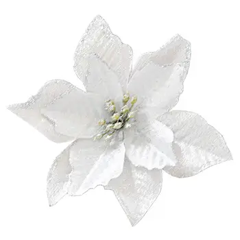 

1 pc13cm Glitter Artificial Wedding Christmas Flowers XMAS Tree Wreaths Decor Ornament (Silver)