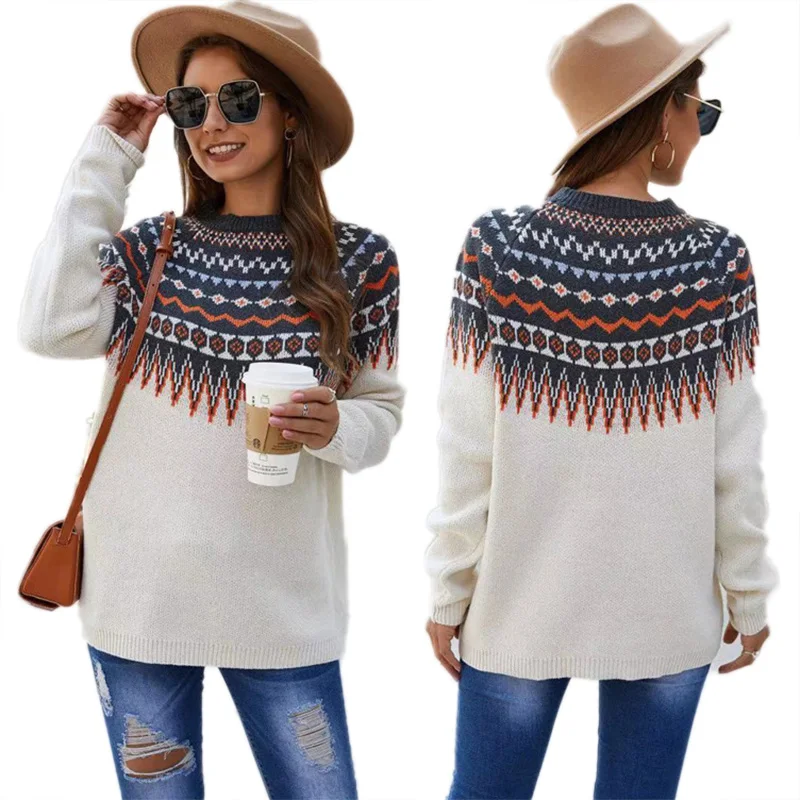 

Pullovers Women O Neck Sweaters Long Sleeve Patchwork Female Jumper Autumn Winter Fashion Casual Basic Top Soft Knitted Clothes