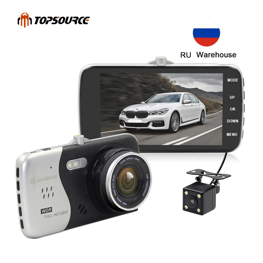 Автомобильный видеорегистратор TOPSOURCE 4 &quot IPS экран Novatek NTK96658 камера T818 Full HD 1080P 170