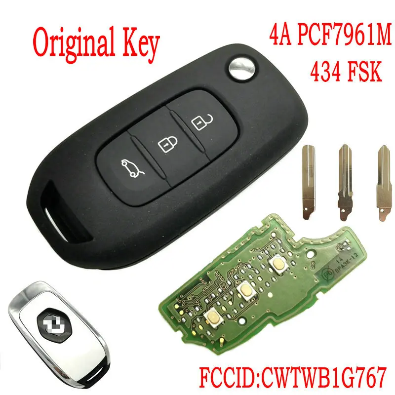 DATONG WORLD CAR REMOTE CONTROL KEY FOR RENAULT MEGANE III DACIA DUSTER KADJAR CAPTUR SYMBOL FCC:CWTWB1G767 4A 434 FSK ORIGINAL
