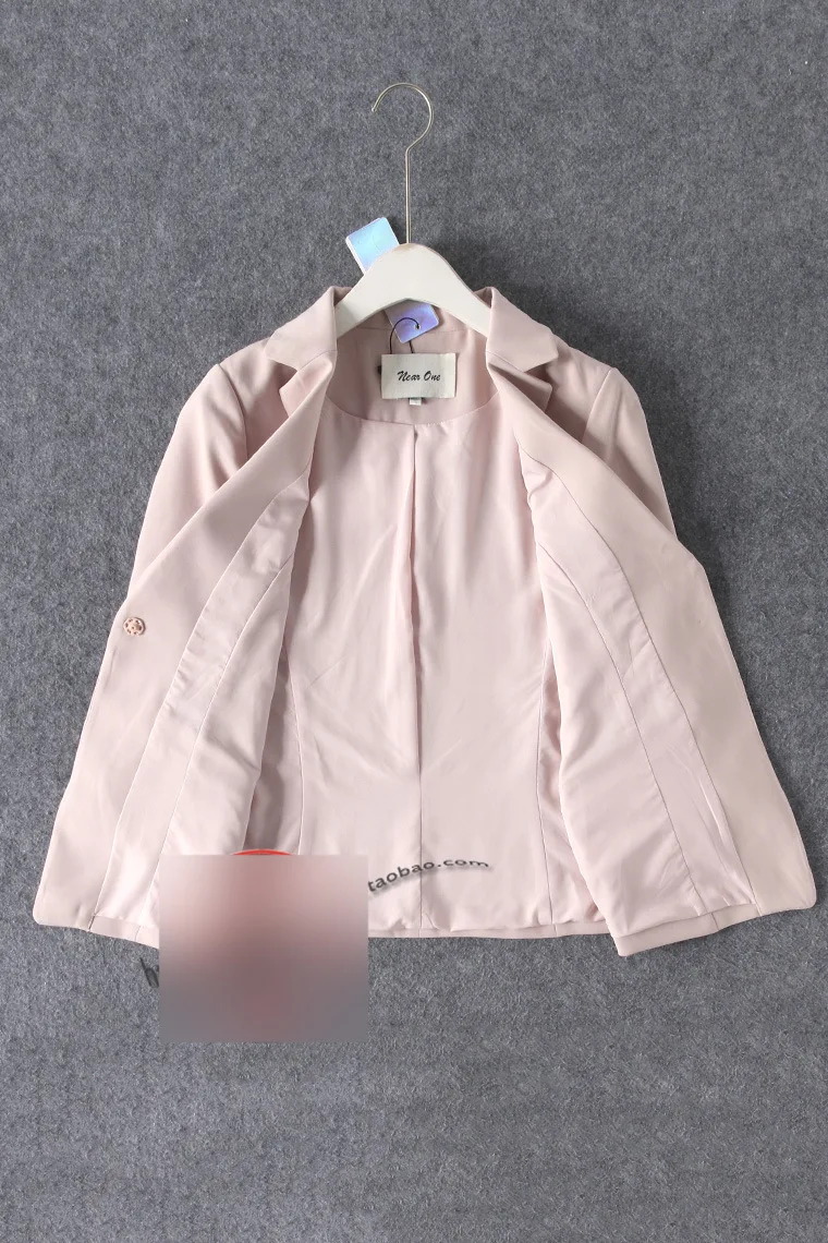 212b0927dm Soft Pink by Age Fold-down Collar High-waisted Slim Fit Three-quarter-length Sleeve Flounced Joint qin kou Open Body