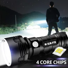 Мощный светодиодный фонарик XHP50 USB Перезаряжаемый водонепроницаемый P70 лампа сверхъяркая Zoom Torch Light 26650 Прогулка# N