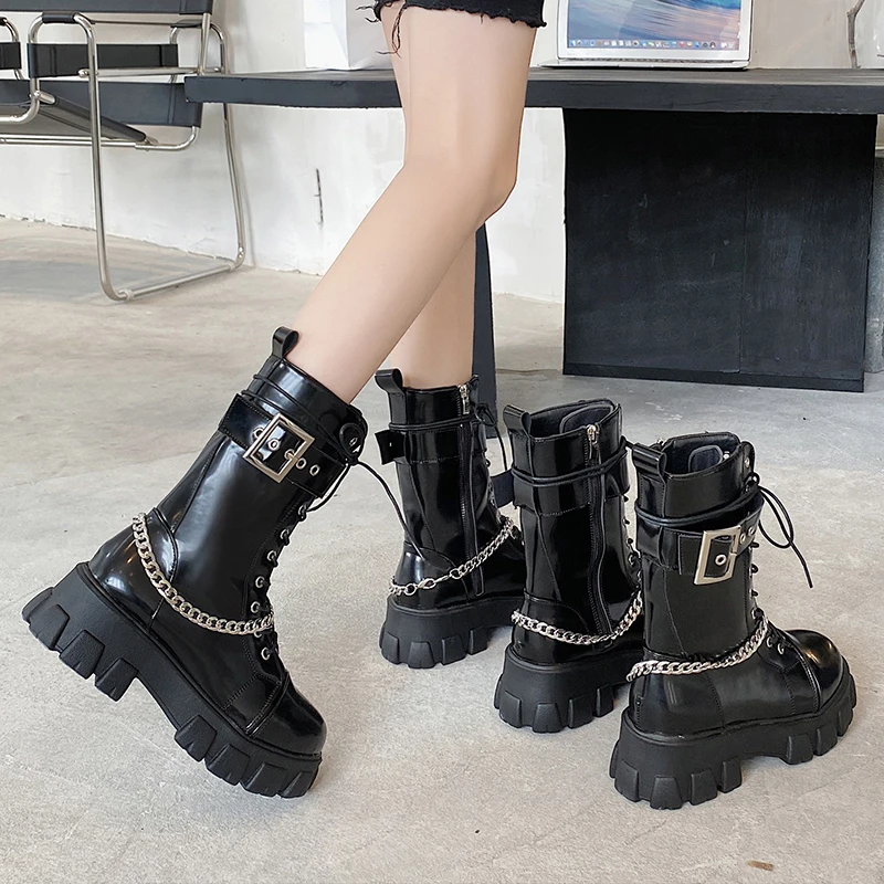 Goth Platform Boots Female Women Shoes Combat Boots For Women Fashion Booties Woman Luxury Designer Shoes Ladies Black Boots Goth Platform Boots Female Women Shoes Combat Boots For Women Fashion Booties Woman Luxury Designer Shoes Ladies Black Boots