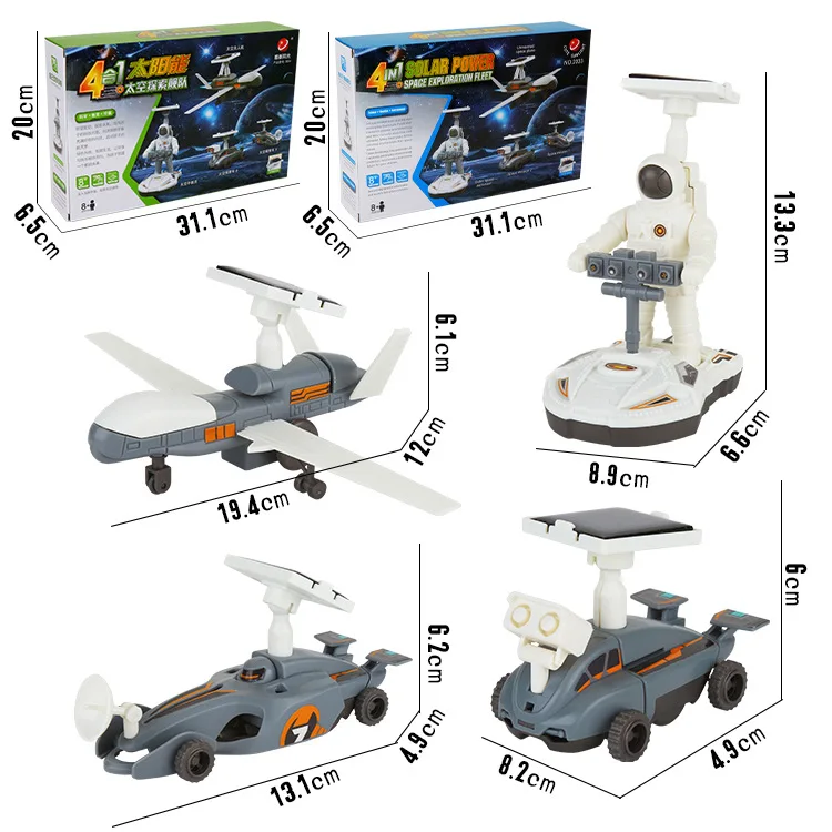 

DIY Environmentally Friendly Science Educational Self-Loading Solar Robot Space Exploration Fleet 4-in-1 Assembled Toys Model