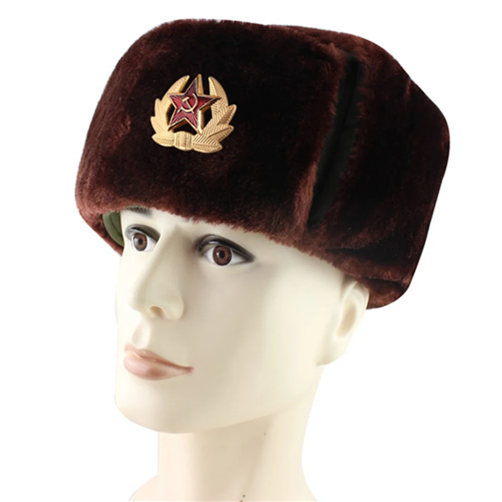 Мужская шапка-ушанка со звездами, утолщенная, теплая, ветрозащитная, зимняя, для верховой езды, шапка-бомбер, мужская, рождественские подарки, sovietico