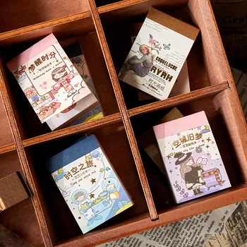 

80 Sheets Vintage Flower Kraft Paper Cute Cartoon Animals Memo Pads Scrapbooking Paper Cards Diary Decoration DIY Supplies