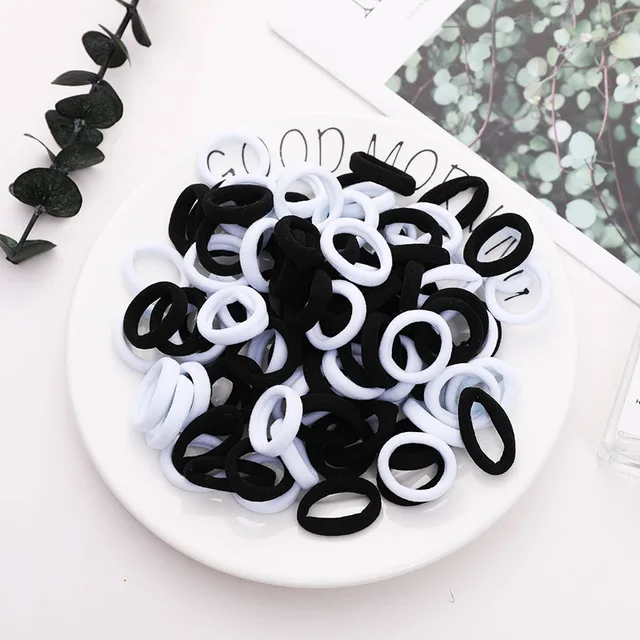 New 100PCS/Lot Girls Candy Colors Nylon 3CM Rubber Bands Children Safe Elastic Hair Bands Ponytail Holder Kids Hair Accessories - Цвет: crude mix 3