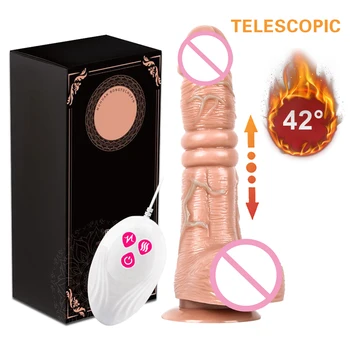 Wireless Remote Dick For Women Telescopic Vibrating Thrusting Realistic Dildo Female Masturbation With Suction Cup Heating Penis 4