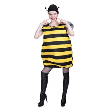 

Funny Halloween Cosplay Costumes Insect Yellow Bee Jumpsuit with Hat Fancy Party Performannce Disfraz Adult Role Play
