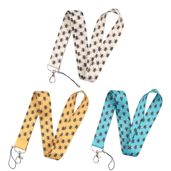 

K2358 Wholesale 20pcs/lot Bee Cartoon Hanging Rope Lanyard for Phone Strap Lanyard With Keychain Whistle Fashion ID Badge Holder