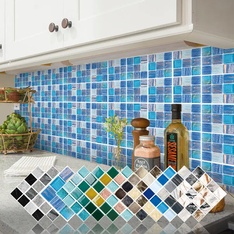 Self-Adhesive High Quality PVC Crystal And Light Film Waterproof Bathroom Mosaic Wall Sticker Kitchen 3D Stickers | Дом и сад