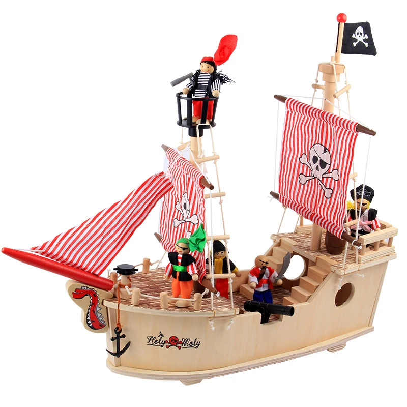 

Pirates of the Caribbean Wooden Simulation Pearl Ship Model Child Puzzle 3D Wooden Toy Kid Gift Boat Toy