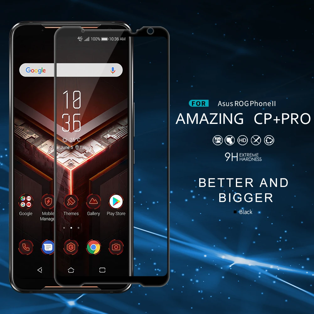 Для Asus ROG Phone II закаленное стекло Nillkin Amazing CP+ Pro Полное покрытие Защитная пленка для экрана 9H 0,33 мм 2.5D Взрывозащищенная