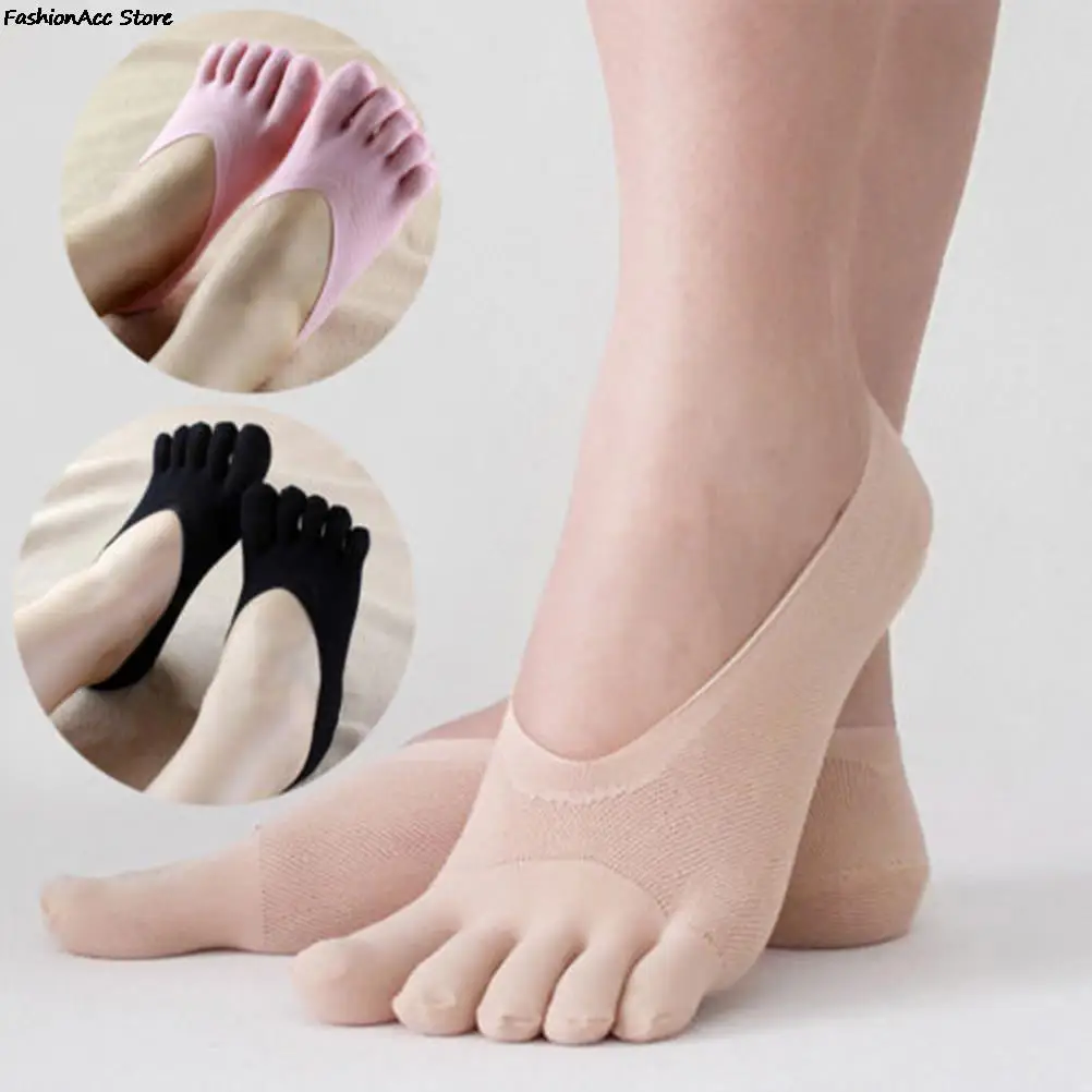 

Нескользящие невидимые носки до щиколотки с пятью пальцами, модные женские низкие носки, летние тонкие незаметные нескользящие носки
