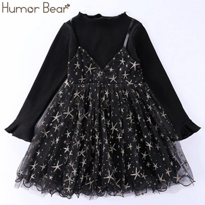Humor Bear/платье для девочек; детская одежда для девочек; платье для маленьких девочек со звездами; детская одежда для девочек; Сетчатое платье принцессы для дня рождения