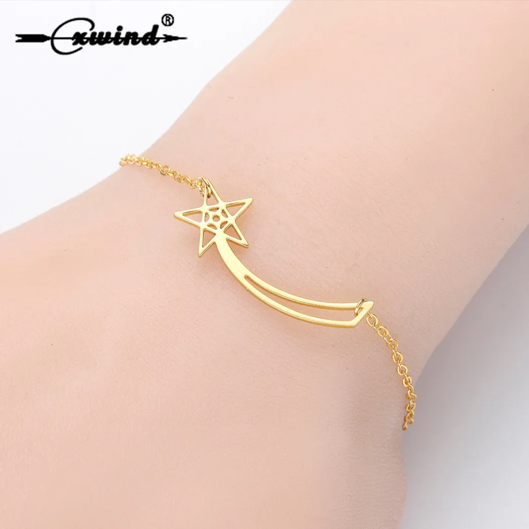 

Cxwind Fashion Stainless Steel Chain Bracelet for Women Simple Star Shape Statement Bracelets Jewelry for Women Girl Gif