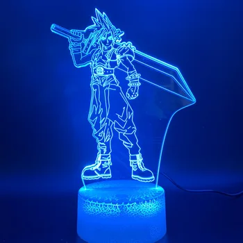 

Led Night Light Final Fantasy Cloud Strife Figure Nightlight Home Decor Color Changing Birthday Gift for Kids Bedroom 3d Lamp