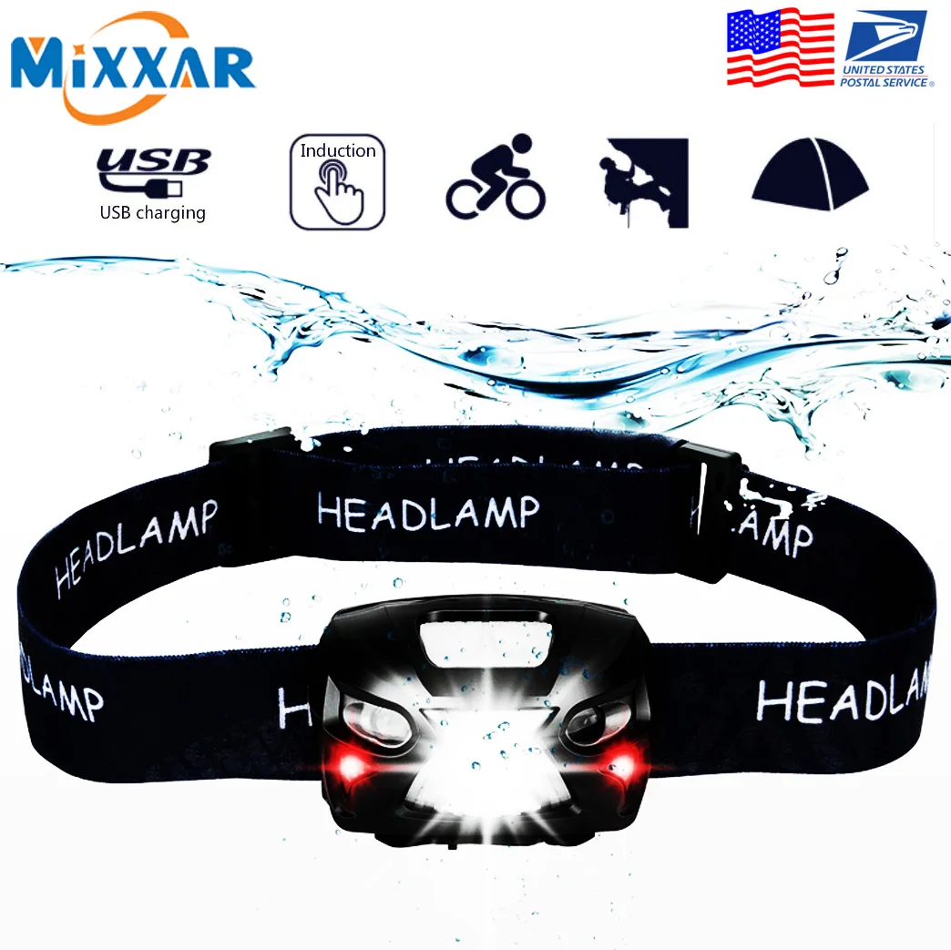 ZK20 Dropshipping Mini USB Rechargeable LED Headlamp Sensor Headlight for Camping Portable EDC Torch Lights | Лампы и освещение