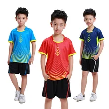 Детская рубашка для бадминтона шорты, полиэстер теннис одежда, футболка, Спортивная быстросохнущая дышащая комплект для игры в бадминтон футболка