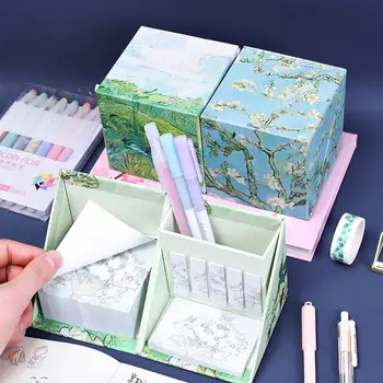 

Multifunction Desktop Note Pad Sticky Note Dispenser Pen Holder for Student