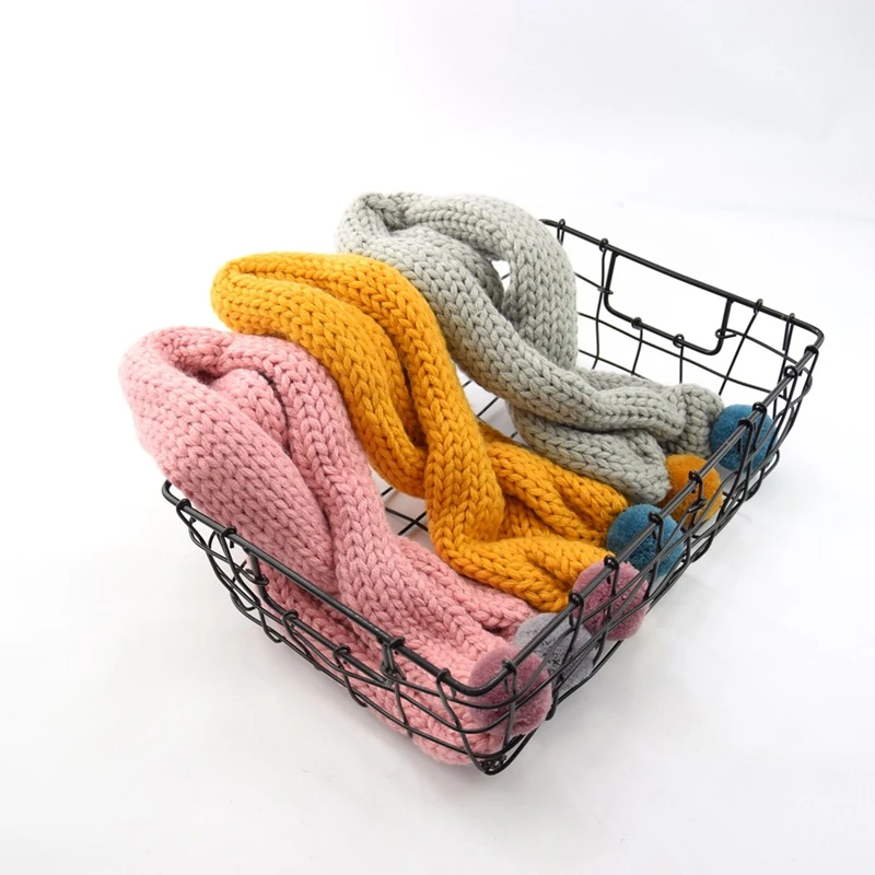 Новинка Модные зимние детские вязаные шарфы Теплый тканый шарф для маленьких