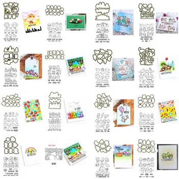 

Dolphin Prickly Parachuting Animals Foods Cutting Dies and Clear Stamps set for DIY Scrapbooking Crafts Cards Making 2020 New