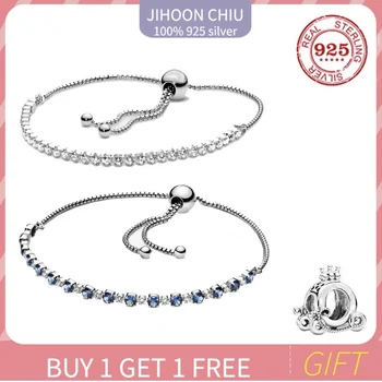 

Original Pando charm chain Snake bracelet 100% 925 sterling silver bracelet for women's fashion classic high quality DIY jewelry