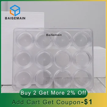 

12pcs Transparent Cream Jar Mini Cosmetic Bottles Containers Packing Box Pot For Nail Arts Jewelry Beads Organizer