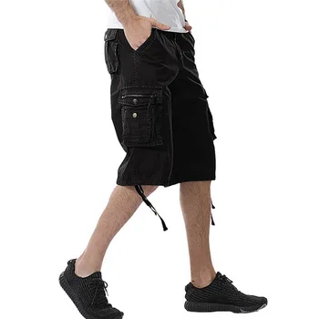 

Dihope Men's Casual Solid Color Overalls Male Popular Baggy Multi-pocket Five-cent Trousers Summer Casual Fan Sports Pant