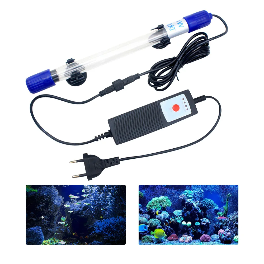 

Aquarium Submersible Fish Tank UV Germicidal Lamp Quartz Glass Underwater Purifier Timeable Sterilizer EU/US/UK Plug Pet Supplie