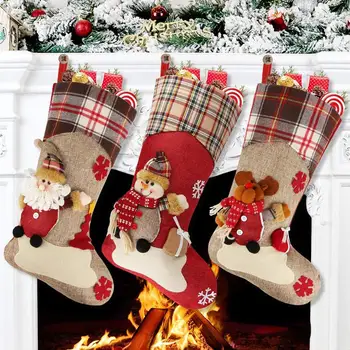 

Christmas Socks Cute Santa Snowman Candy Bag car styling Christmas Decorations Christmas Ornaments Christmas New Year Decor