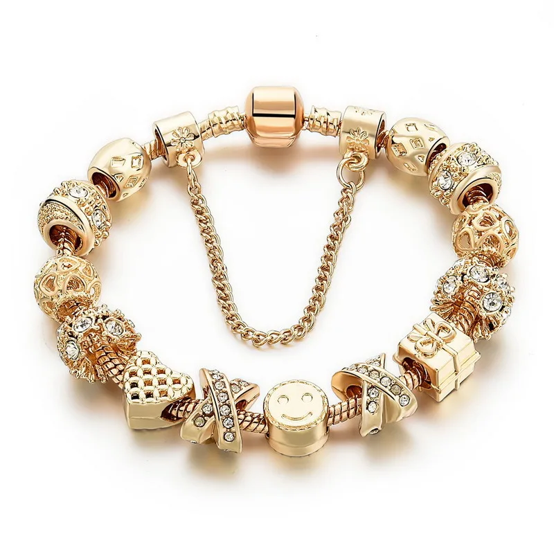 Hermp золото цвет кристалл сердце Шарм персонализированные браслеты и браслеты для женщин трендовые ювелирные изделия ручной работы DIY браслет HS009 - Окраска металла: HS009G
