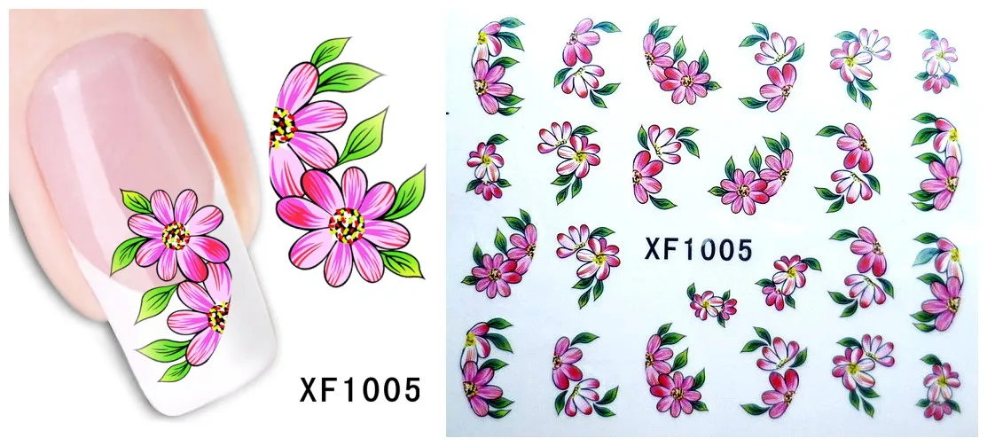 5 Sheet Water Nail Art Decorations Stickers for Manicure Design 3D Flower Water Nail Art Stickers Transfer Nail Art Decals Foil - Цвет: XF1005