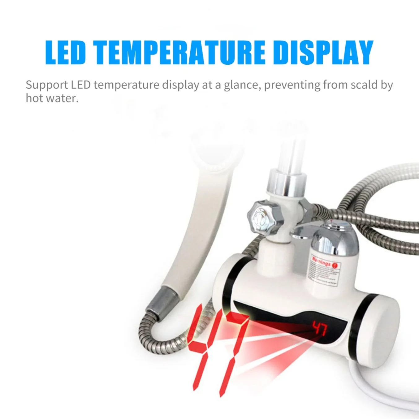 Instant Electric Water Heater Kitchen Faucet with Bath Shower Head LED Digital Water Faucet Bathroom Sink Cold& Hot Water Tap