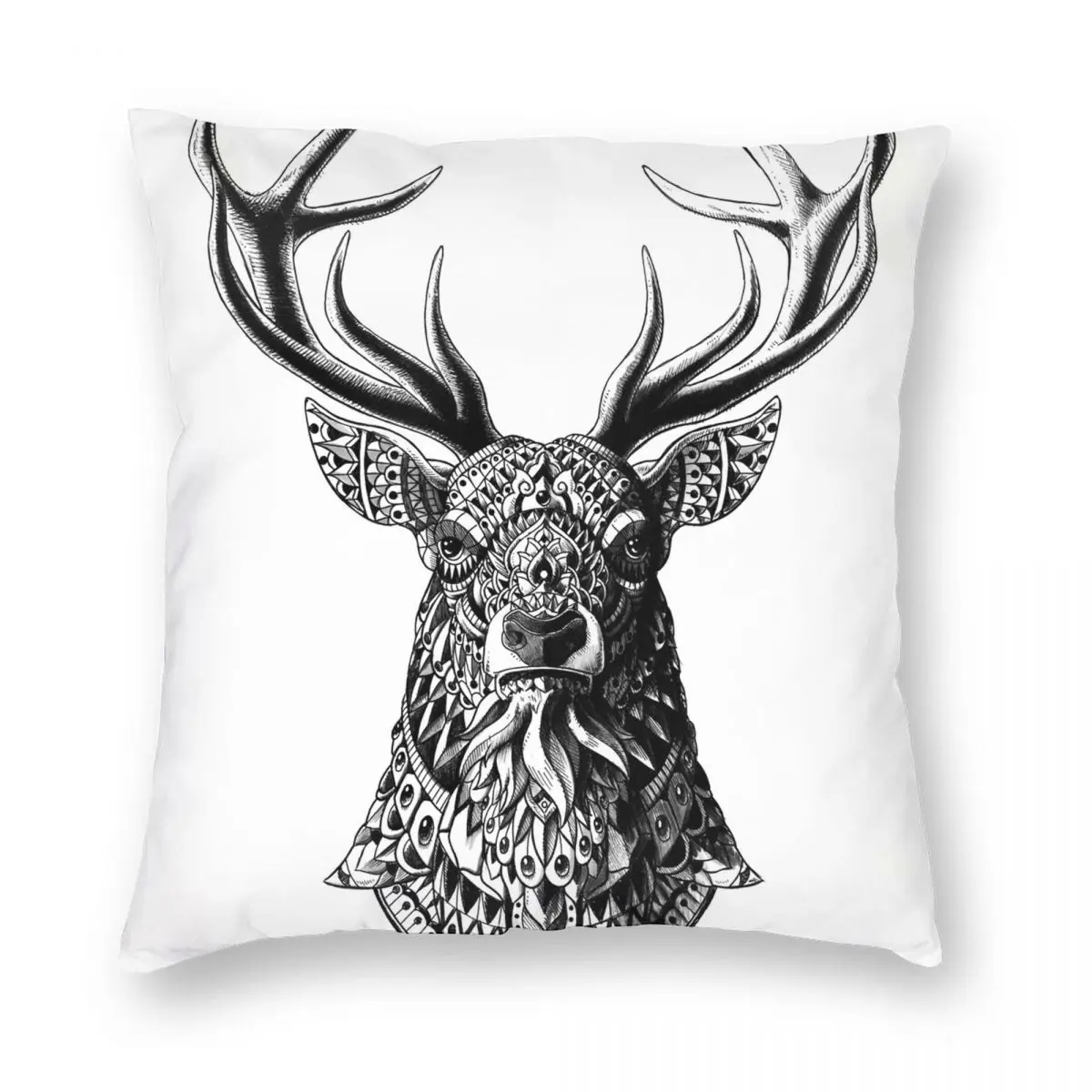 

Ornate Buck Square Pillowcase Polyester Linen Velvet Creative Zip Decor Home Cushion Case 45x45