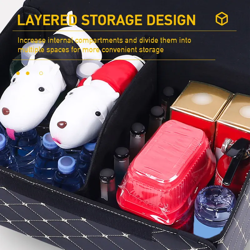 Waterproof Leather Car Trunk Storage Box Organizer