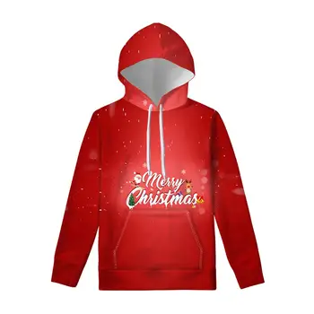 

Custom Women Hoodie Christmas Elk Big Pocket Cartoon Snowman Print Long Sleeve Hoodies Sweatshirt Pullover Top sudadera mujer