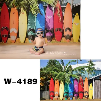 

HUAYI Surfs Up Colorful Surfboard Trees Backdrop For Taking Photo Of Boys Birthday Party Photoshoot Photography Props W-4189