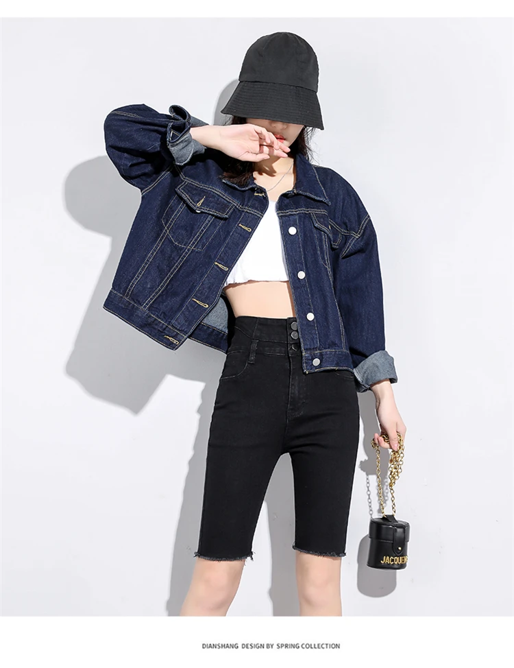 GLODTAOS Women Denim Shorts Female High Waist Button Vintage Push Up Skinny Biker Shorts Summer Black Shorts Jeans Feminino leather shorts