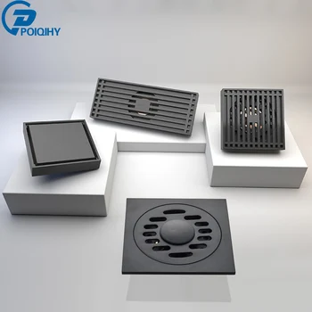 

Bathroom Shower Drains Square Bath Drains Strainer Hair Black Shower Floor Drain Waste Grate Drain Invisible Tile Insert Drain