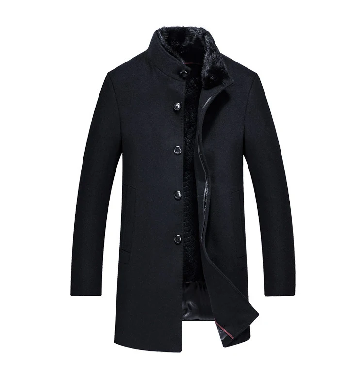 Зима толстый помпон из натурального меха воротник Manteau Homme Hiver Съемная шерстяная подкладка пуховая вата пальто для мужчин